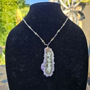 Vintage Amethyst Druzy Beaded Necklace